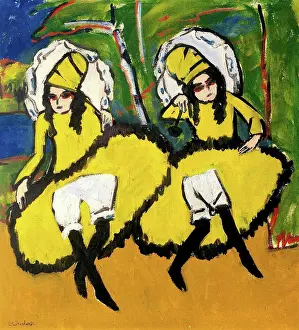 Drucke von Zwei Tänzer in ekstatischem Rausch, ihre Körper geschwungen wie von der Musik getrieben Ernst Ludwig Kirchner Drucke: Zwei Tänzer von Ernst Ludwig Kirchner