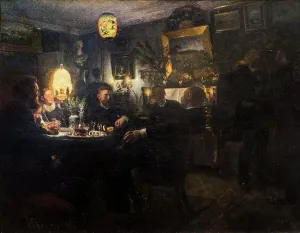 Bildende Kunst Drucke: Meine Freunde 1887 Öl auf Leinwand Viggo Johansen, dänisch, 1851 - 1935