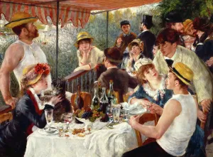 Drucke von Der Luncheon der Bootsmenschen 1881 von Pierre-Auguste Renoir (1841–1919 Französischer) Öl auf Leinwand Sammlung des Nationalmuseums für Moderne Kunst in den Vereinigten Staaten, Washington D.C Impressionistische Gemälde Drucke: Der Luncheon der Bootsmannschaft von Renoir