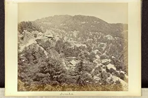 Victorian Era Photography India Drucke: General View of Simla From Below 'Bentinck Castle'