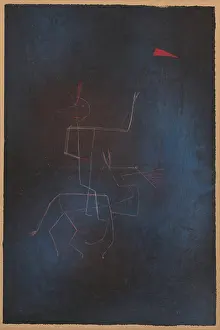 Drucke von Geisterfahrer am späten Abend, 1929. Paul Klee (Deutschland, 1879-1940). Wasserfarbe und Gouache; Blatt: 46,5 x 31 cm (18 5/16 x 12 3/16 in.); montiert: 57,1 x 45,8 cm (22½ x18¹⁶ in.) Paul Klee Drucke: Geisterfahrer spät am Abend, 1929