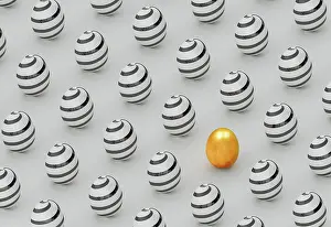 Easter Egg Design Drucke: Golden egg on a background of painted eggs for Easter