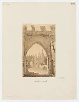 Gothic City Gate Drucke: Gothic city gate; Schadow, Albert Dietrich (1797-1869); 1841 (1841-00-00-1841-00-00);Berlin - collection