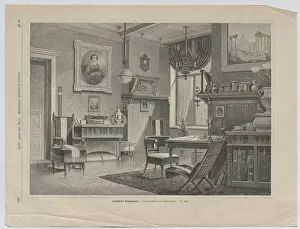 Woodcut Art Prints Drucke: Hackländers study, Friedrich Wilhelm Hackländers study from About Land and Sea