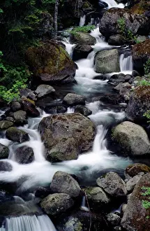 High Angle View Photography Drucke: High angle view of a stream flowing through rocks