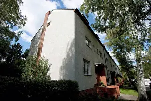 Drucke von Häuser im Britz-Entwicklung gebaut 1925, Teil der Berliner Moderne Wohnsiedlungen, Berlin, Deutschland Berliner Architektur Drucke: Häuser auf dem Britz-Entwicklungsgebiet erbaut 1925