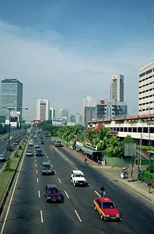 2009 Drucke: Jalan Thamrin und der Skyline von Jakarta, Java, Indonesien, Südostasien, Asien.