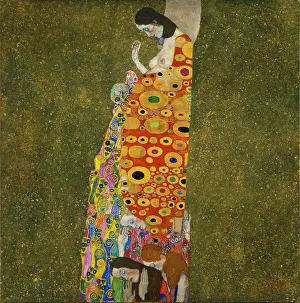 Drucke von Freude der Schwangerschaft von Gustav Klimt, Öl auf Leinwand, Gold, Collage, 1907-1908, 1862-1918, USA, New York, Museum of Modern Art , 110x110 Gustav Klimt Drucke: Freude der Schwangerschaft von Gustav Klimt
