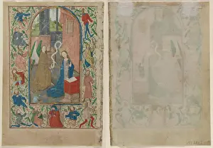 Flemish Art Drucke: Leaf from a Book of Hours: The Annunciation