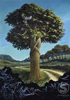 Surrealismus Drucke: Liebe 1994 Andre Rouillard (20. Jh. Französisch) Acryl auf Leinwand