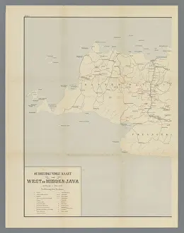 Drucke von Karte von West- und Zentraljava, linke Hälfte, Anonym, 1890 - 1891 Druck Oben links nummeriert: I. Papierkarten einzelner Länder oder Regionen Java Karte Drucke: Karte von West- und Zentraljava, linke Seite.