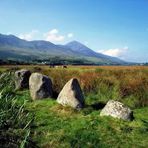 County Mayo Landscape Drucke: Co Mayo, Croagh Patrick, Stonecircle