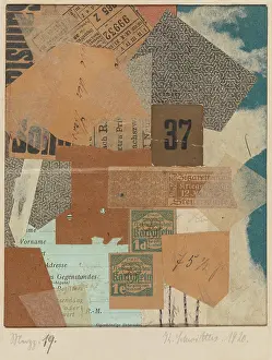 Collage Drucke: Merzz.19. Künstler: Kurt Schwitters, Deutscher, 1887-1948