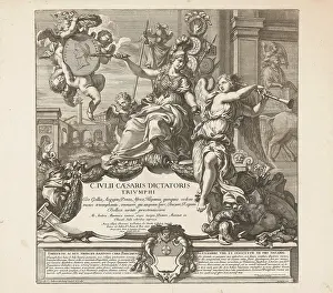 Ancient Roman Artwork Drucke: Minerva sitting on a throne; Triumph of Caesar