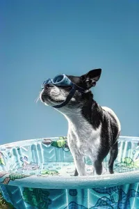 Hund im Pool