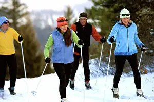 Cross Country Skiing Drucke: Four people skiing