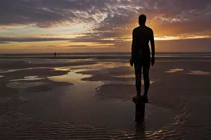 Merseyside Drucke: Statuen von Antony Gormley auf Crosby Beach