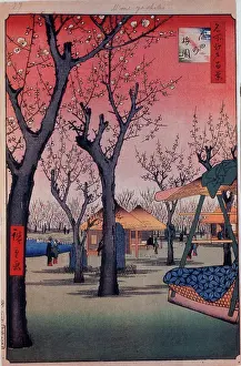 Drucke von Die Pflaumenplantage in Kamata (Eines hundert berühmte Ansichten von Edo) von Hiroshige, Utagawa (1797-1858) Staatliche Hermitage, St Ando Hiroshige Drucke: Der Apfelhof in Kamata (Einhundert berühmte Ansichten von Edo) von Hiroshige