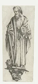 Antique Prints For Sale Drucke: Saint Paul, standing on a console