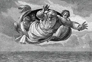 Old Testament Illustrations Drucke: Second day of creation, The first days of creation