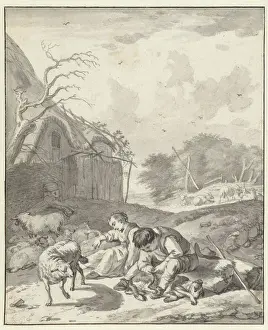 Drucke von Schäfer und ein Schäfer, Barent Gael, 1640 - 1673 Zeichnung Papier. Kreide. Bleistift Pinsel Juni Drucke: Schäfer und ein Schäfer, Barent Gael