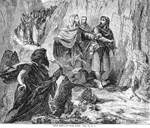 Mountain Landscape Illustration Drucke: Simci curses King David, mountain landscape