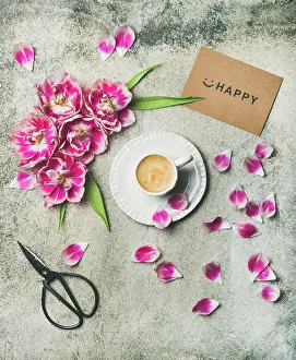 Spring Morning Coffee Drucke: Spring morning concept