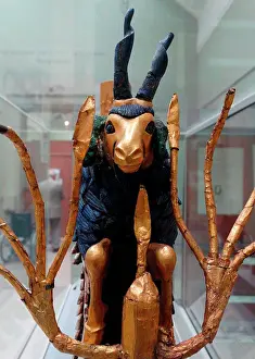 Bilder Datiert 7. September 2017: Statuette eines Rams in einem Dornengestrüpp, um 2600 v. Chr., Ur, Mesopotamien