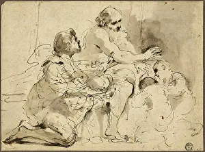Italian Renaissance Drawings Drucke: Study for Jacob Blessing the Sons of Joseph (recto)