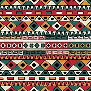 Tribal Ethnic Background Drucke: Tribal ethnic background. Vector seamless pattern design for background
