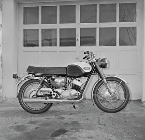 Black And White Motorcycle Photos Drucke: Side view of motorcycle