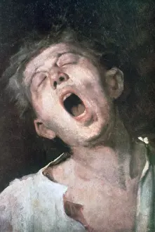 Drucke von Ein junger Geselle schläft vor Müdigkeit, 1868-1869 Mihaly Munkacsy Drucke: Mihaly Munkacsy: Der schläfrige Geselle, 1868-1869