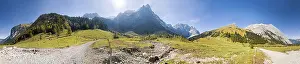 Autumnal Nature Scene Drucke: 360 ° panoramic view, low sun