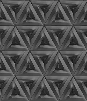 Minimalist Decorative Item Drucke: This 3D geometric pattern features a repetitive triangular design
