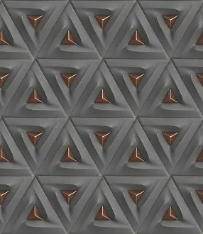 Geometrische Formen Drucke: Triangulärer 3D-Geometriemuster mit metallischen Akzenten