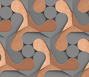 Decorative Tile Patterns Drucke: This 3D geometric pattern showcases a blend of circles