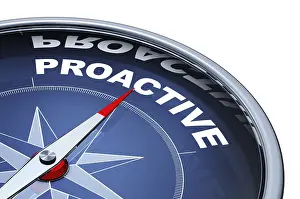 Modern Architectural Style Drucke: 3D illustration of a compass with the word proactive