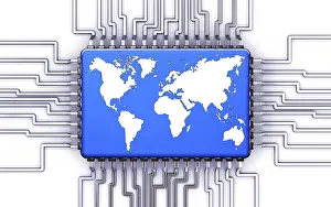Data Transmission Symbol Drucke: 3D illustration of a network concept
