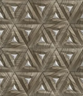 Modern Architectural Style Illustration Drucke: This 3D illustration showcases a geometric pattern featuring triangular shapes with a wood texture