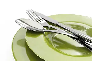 Sterling Silver Utensil Drucke: 3d illustration of some typical style dishware