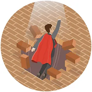 Flat Design Concept Drucke: 3D Isometric Flat Illustration of Breaking Obstacles