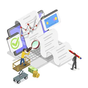 Data Storage Symbol Drucke: 3D Isometric Flat Illustration of Data Analytics