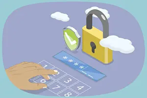 Data Protection Drucke: 3D Isometric Flat Illustration of Data Protection