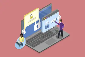 Data Security Technology Drucke: 3D Isometric Flat Illustration of Digital Verification