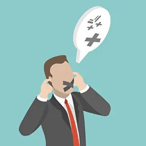 Flat Design Pictogram Drucke: 3D Isometric Flat Illustration of Ignoring Everything