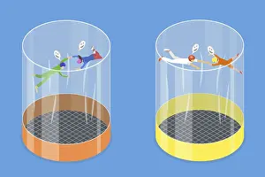 Extreme Sport Training Drucke: 3D Isometric Flat Illustration of Skydivers