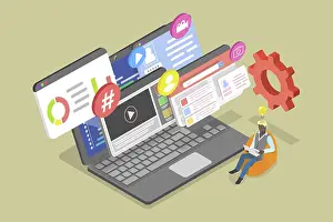 Computer Software Development Drucke: 3D Isometric Flat Illustration of Web Developer