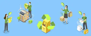 Environmental Protection Icon Drucke: 3D Isometric Flat Illustration of Zero Waste