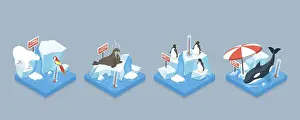 Global Warming Concept Drucke: 3D Isometric Flat Vector Conceptual Illustration of Global Warming