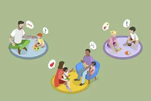 Educational Institution Graphics Drucke: 3D Isometric Flat Vector Conceptual Illustration of Infants Cognitive Development